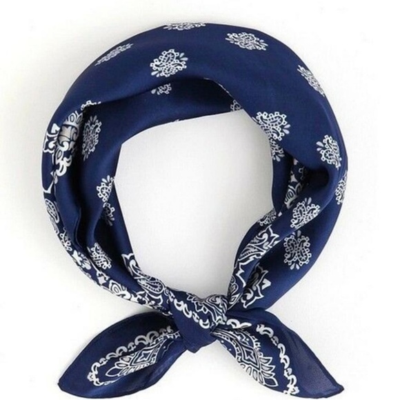 Chiffon Hair Scarf ~ Navy Paisley - Picture 2 of 7
